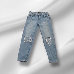 Forever 21 Girl’s Adjustable Waist Straight Distressed Light Blue Jeans size 10